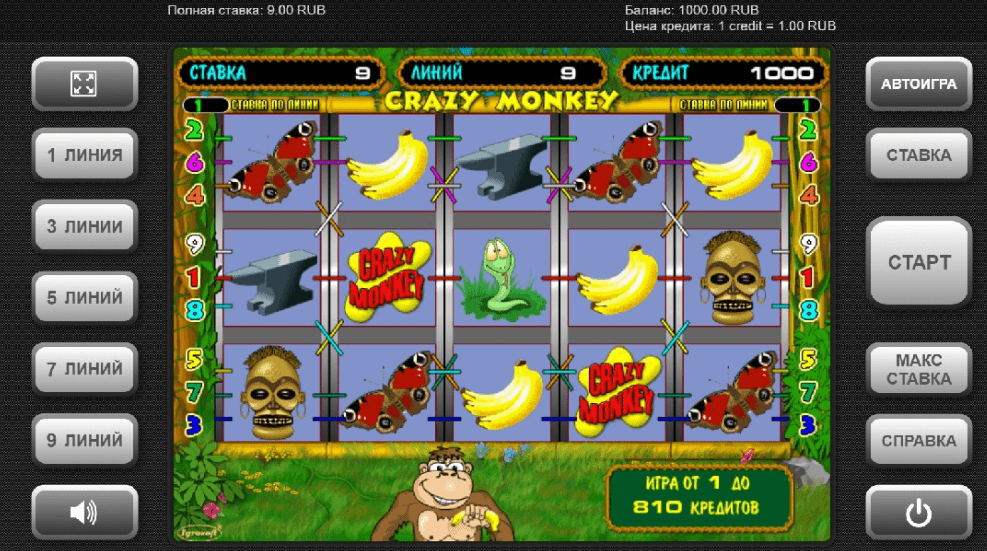 Igrosoft-dan Crazy Monkey uyasi: kulgili maymunlar bilan birga bananlarni to'plang!