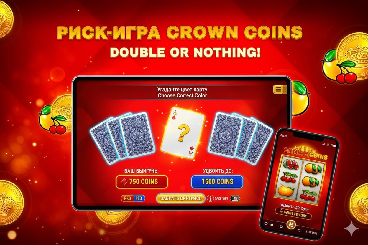 Gamble risk game feature in Crown Coins slot