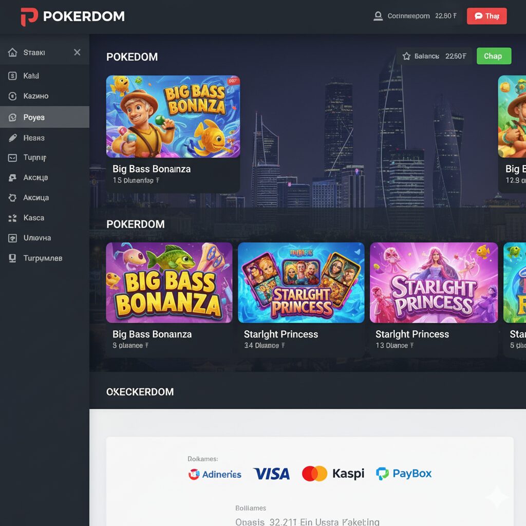 Pokerdom platform interface for players from Kazakhstan