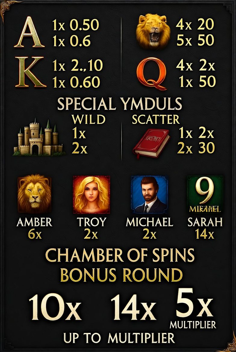 Таблица выплат символов в Immortal Romance