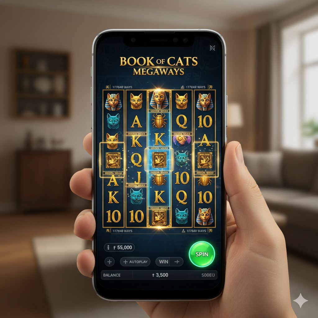 Mobile version of the Book of Cats Megaways slot