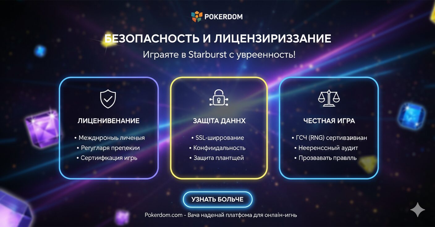 Безопасность и лицензирование платформы Pokerdom для игры в Starburst