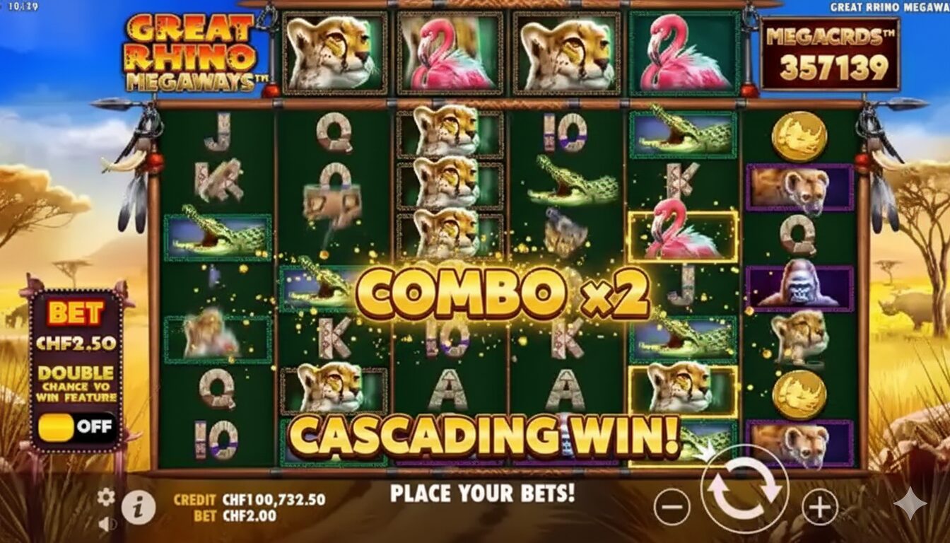 сгенерируй фото на тему Пример каскадных выигрышей в Megaways слотах. Дизайн возьми с моего фото 