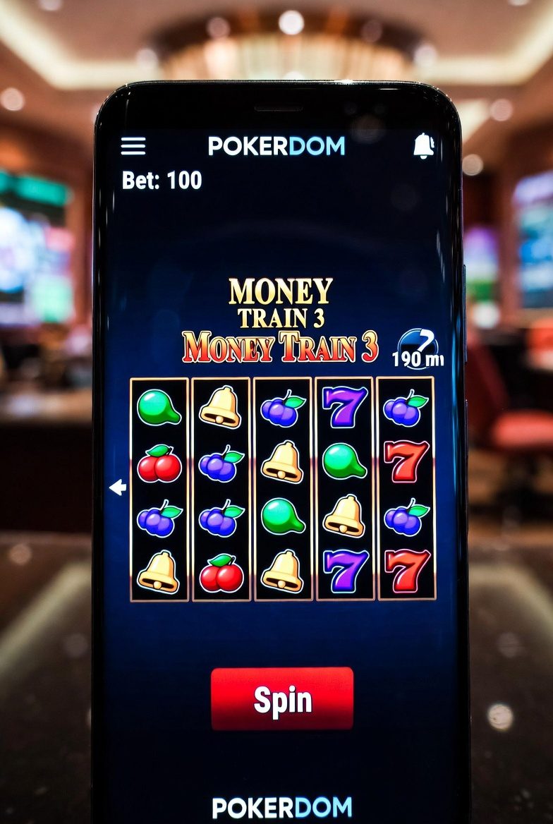 Интерфейс мобильной версии Money Train 3 на платформе Pokerdom в портретном режиме