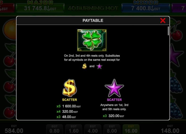 Интерфейс истории ставок в Burning Hot 40