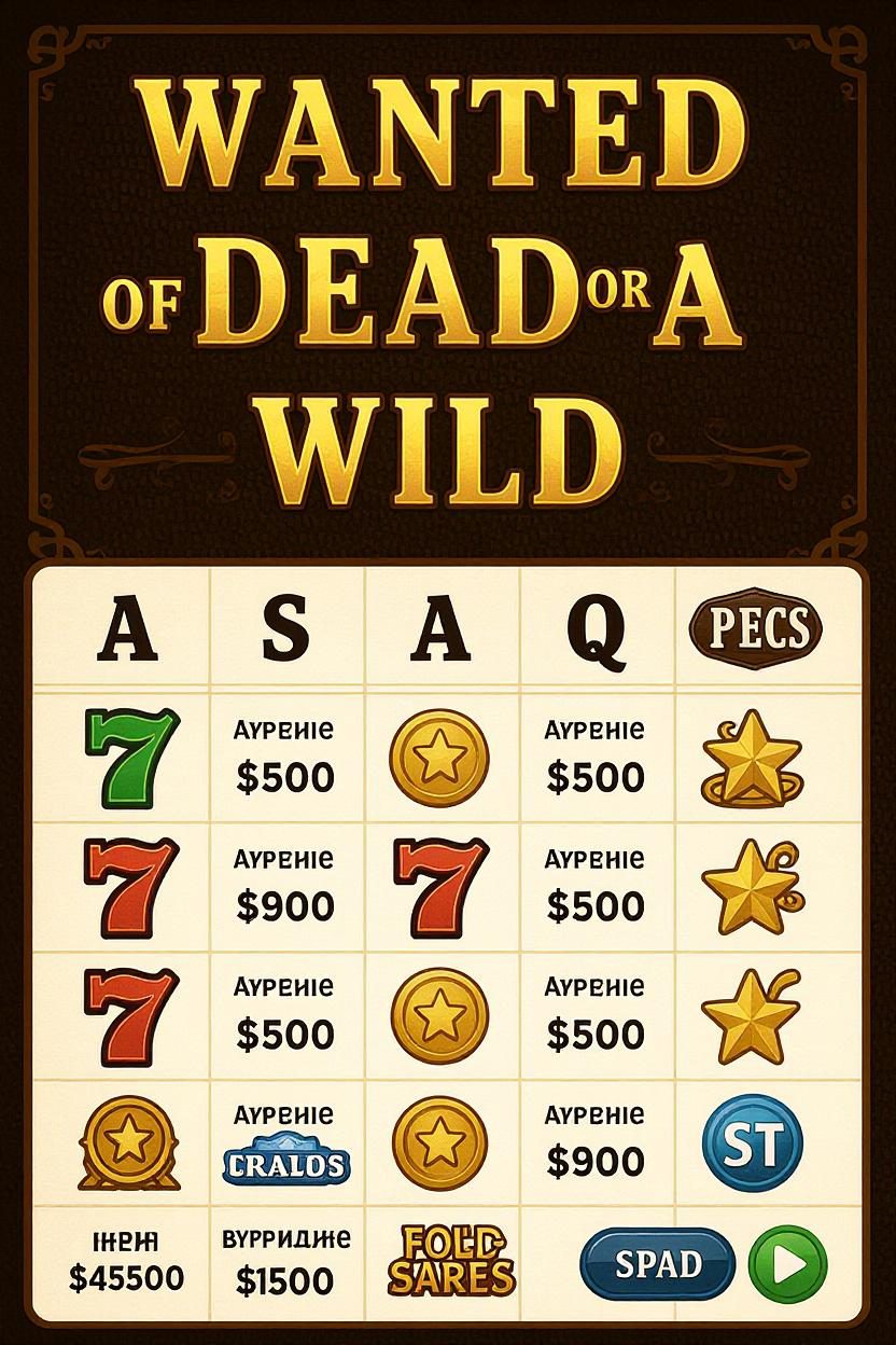 Payout table for Wanted Dead or a Wild slot symbols showing multipliers