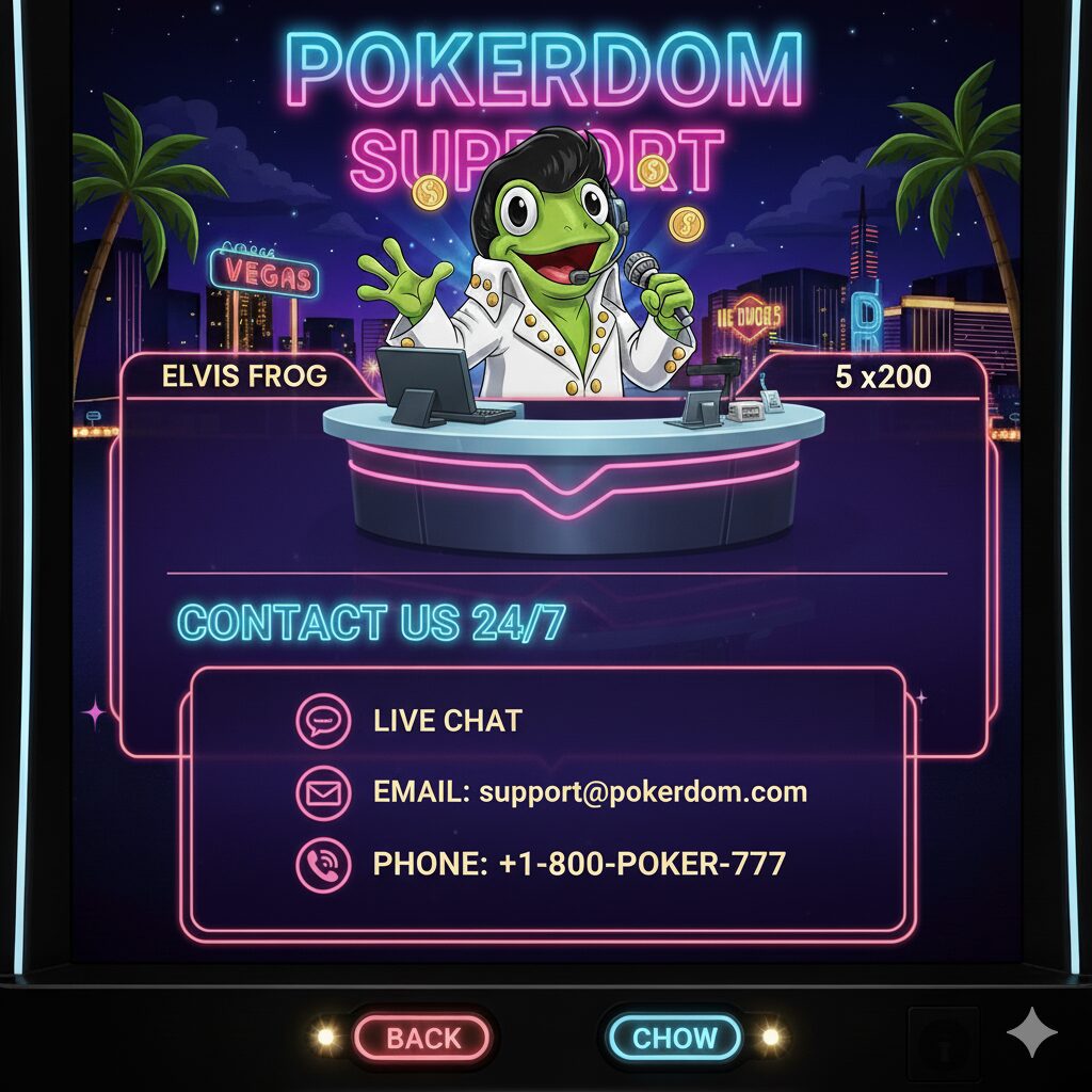 Служба поддержки Pokerdom для игроков Elvis Frog in Vegas