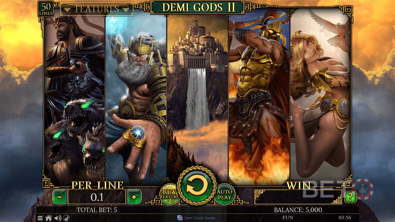 Activated bonus round with expanding Wild in Demi Gods II