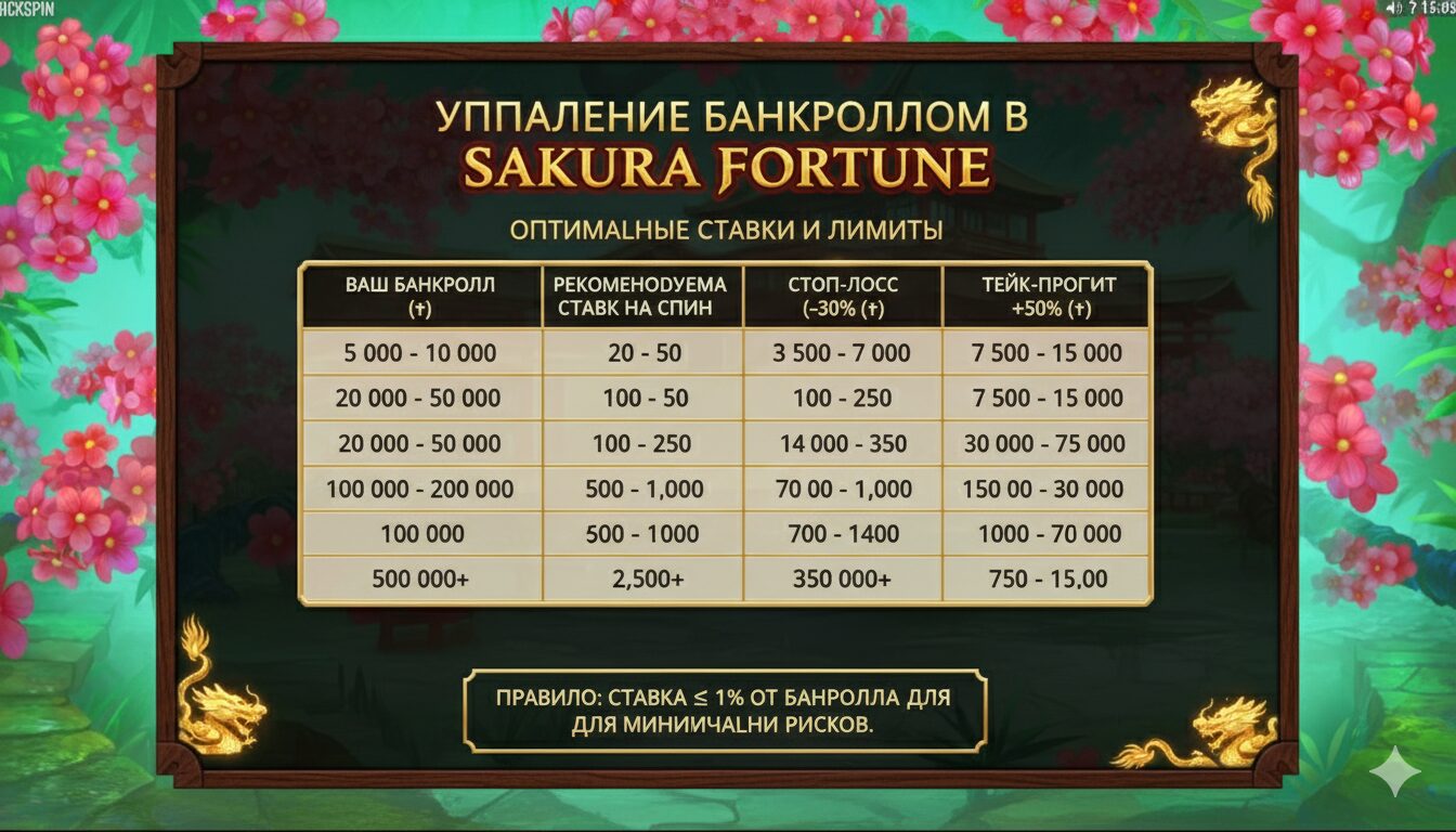 Управление банкроллом в игре Sakura Fortune: таблица ставок и рекомендуемых лимитов