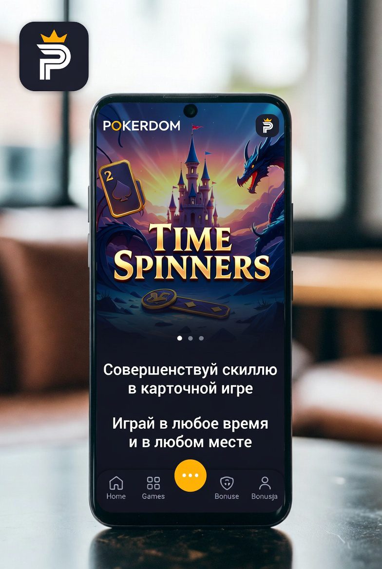 Мобильное приложение Pokerdom с игрой Time Spinners для Казахстана