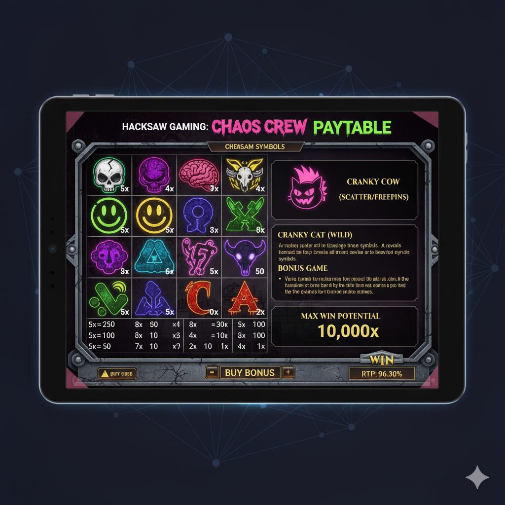 Таблица выплат слота Chaos Crew от Hacksaw Gaming