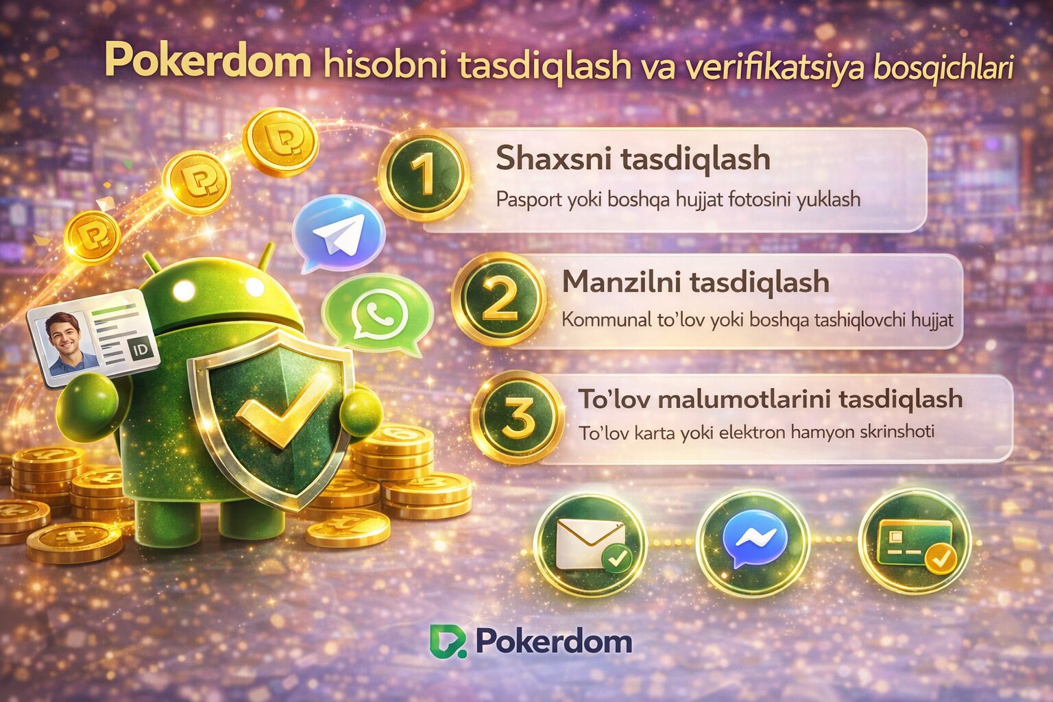 Pokerdom hisobni tasdiqlash va verifikatsiya bosqichlari