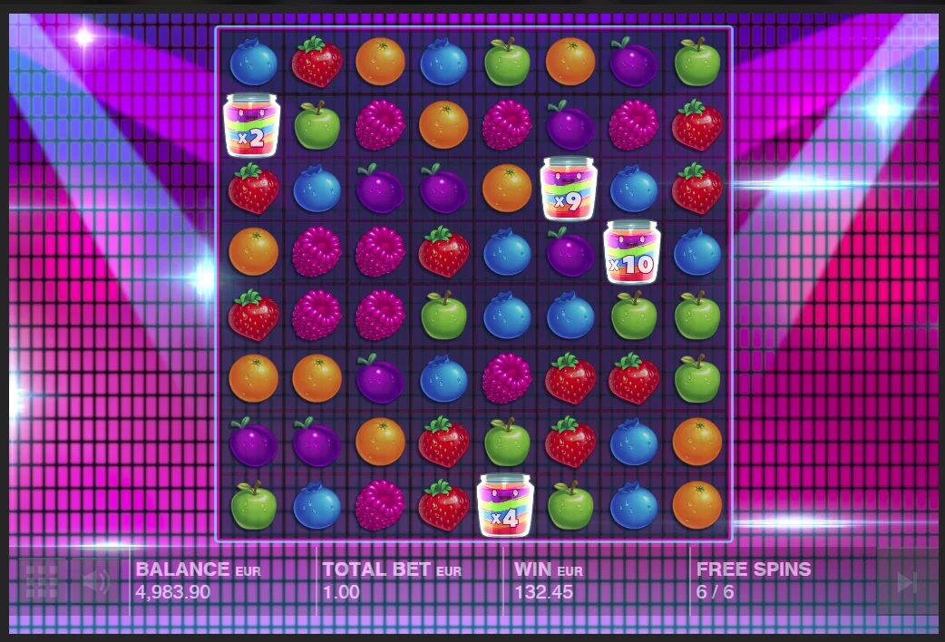 Бонусный раунд бесплатных спинов в слоте Jammin Jars на платформе Pokerdom