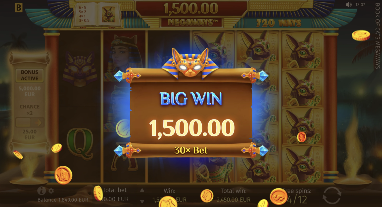 Explanation of the Megaways mechanics in the Book of Cats slot