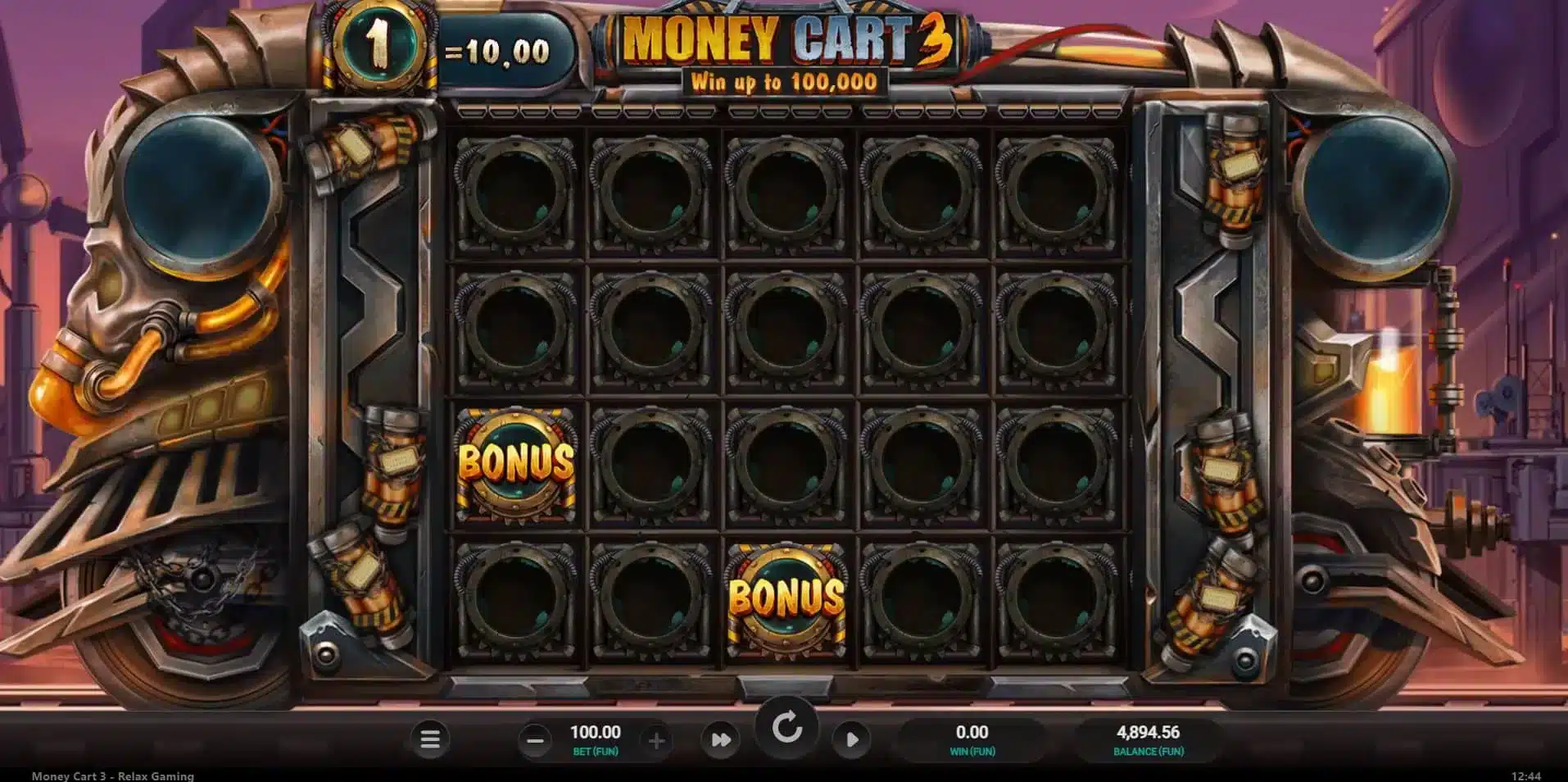 Скриншот бонусного раунда Reset Plus с крупным выигрышем и коллекторами