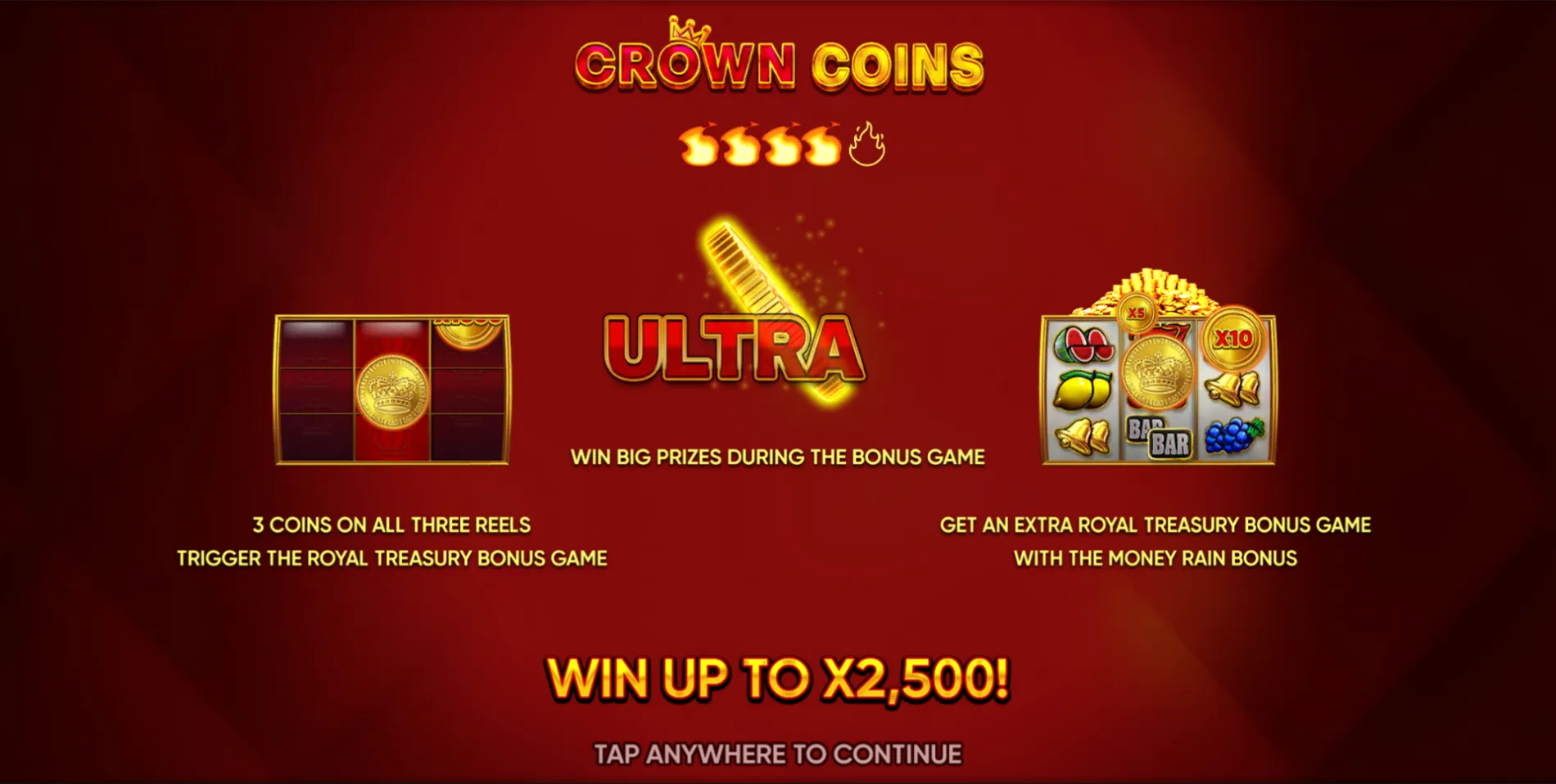 Technical characteristics and payout table of the Crown Coins slot